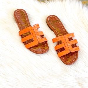 Sam Edelman croc embossed slip on sandals